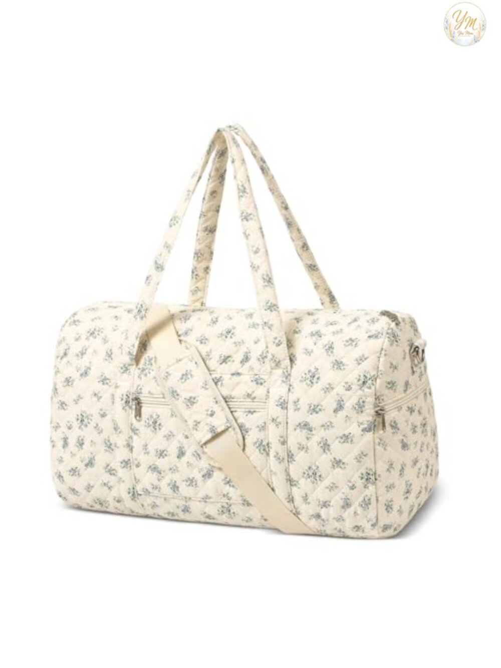 Quilted Travel Duffle Bag for Women, Cotton Gym & Weekend Bag with Zipper